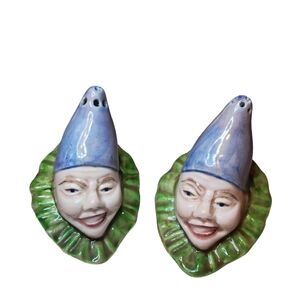 Vintage clown head salt and pepper shakers